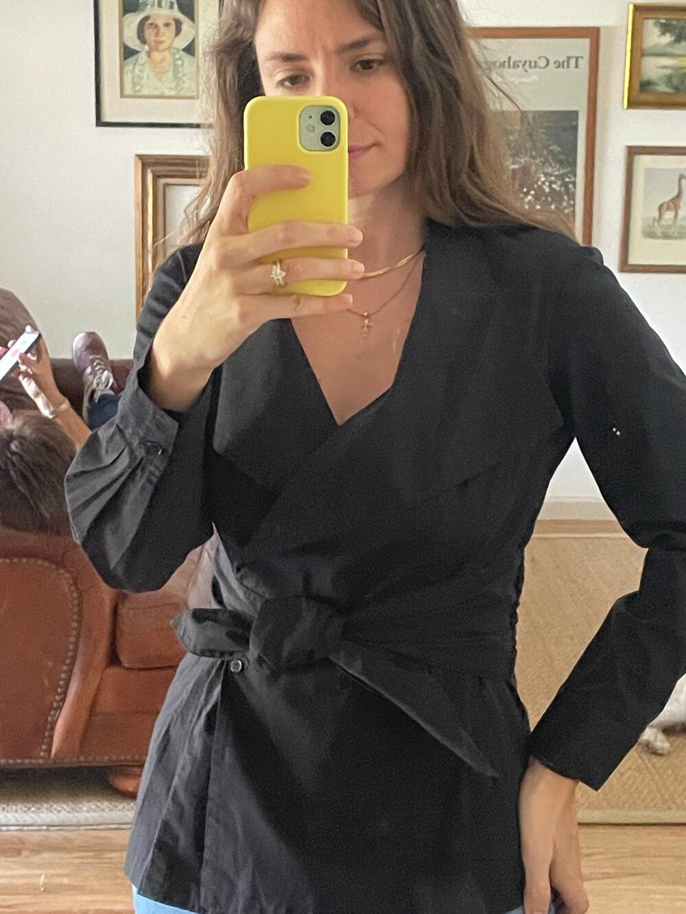 Vintage Cotton Collared Wrap Blouse